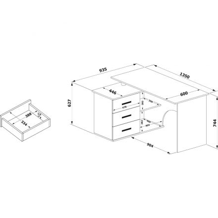 Стол компьютерный Сокол КСТ-09  Левый Белый