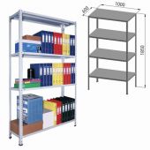 Стеллаж металлический ПРАКТИК "MS", 1850х1000х600 мм, 4 полки, MS 185/100х60/4 Стеллаж металлический ПРАКТИК "MS", 1850х1000х600 мм, 4 полки, MS 185/100х60/4