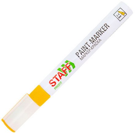 Маркер-краска лаковый (paint marker) 2-4 мм, ЖЕЛТЫЙ, НИТРО-ОСНОВА, STAFF PROFIT, для любых поверхностей, 152583 Маркер-краска лаковый (paint marker) 2-4 мм, ЖЕЛТЫЙ, НИТРО-ОСНОВА, STAFF PROFIT, для любых поверхностей, 152583
