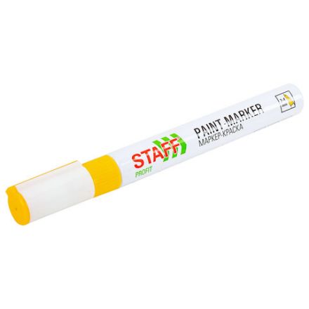 Маркер-краска лаковый (paint marker) 2-4 мм, ЖЕЛТЫЙ, НИТРО-ОСНОВА, STAFF PROFIT, для любых поверхностей, 152583 Маркер-краска лаковый (paint marker) 2-4 мм, ЖЕЛТЫЙ, НИТРО-ОСНОВА, STAFF PROFIT, для любых поверхностей, 152583