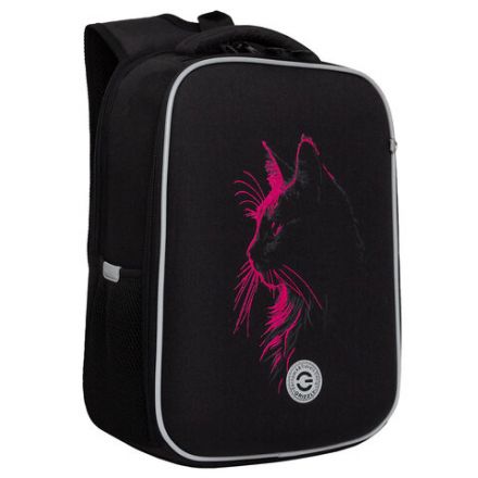 Ранец GRIZZLY анатомическая спинка, 2 отделения, для девочек, "SPARKLING CAT", 37х26х16 см, RAw-594-4/1