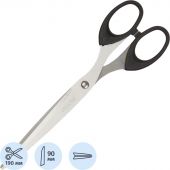 Ножницы Attache 190 мм с пластиковыми симметричными ручками черного цвета