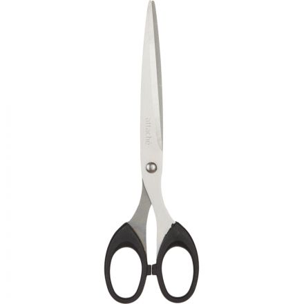 Ножницы Attache 190 мм с пластиковыми симметричными ручками черного цвета