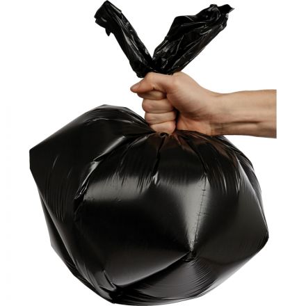 Мешки для мусора ПВД 60л 35мкм 20шт/рул черные 60x70см Комус с ручками