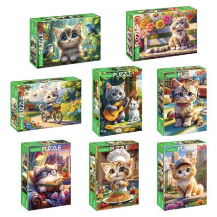 Пазл картонный "КОШАЧЬИ ЗАБАВЫ" 260 элементов АССОРТИ, 220х330 мм, HATBER Пазл картонный "КОШАЧЬИ ЗАБАВЫ" 260 элементов АССОРТИ, 220х330 мм, HATBER