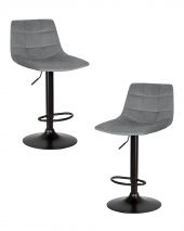 Набор 2 шт Стул барный DOBRIN TAILOR BLACK, серый велюр (MJ9-75)