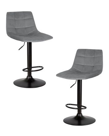 Набор 2 шт Стул барный DOBRIN TAILOR BLACK, серый велюр (MJ9-75)