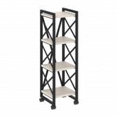 Loft Стеллаж на колесных опорах-4 полки VR.L-MST.K-4.4 Денвер светлый/Чёрный металл 400*400*1334