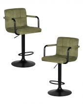 Набор 2 шт Стул барный DOBRIN KRUGER ARM BLACK, зеленый вельвет (LAR-E2041-7)