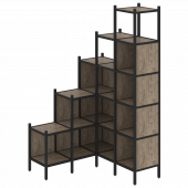 Loft Угловой внутренний стеллаж наборный VR.L-49 Тиквуд тёмный/Чёрный металл 1278*1278*2280