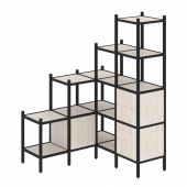 Loft Угловой внутренний стеллаж наборный VR.L-40 Денвер светлый/Чёрный металл 1278*1278*1869