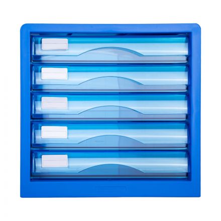 Бокс с выдвижными лотками Deli E9777B, 5 выдвижн лотков синий