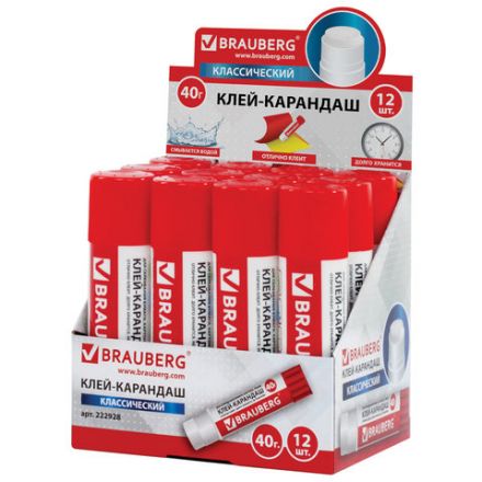 Клей-карандаш BRAUBERG, 40 г, 222928 Клей-карандаш BRAUBERG, 40 г, 222928