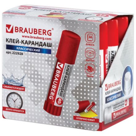 Клей-карандаш BRAUBERG, 40 г, 222928 Клей-карандаш BRAUBERG, 40 г, 222928