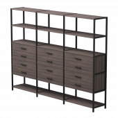 Набор стеллажных систем №10 Everprof EVO 2440x385x1840 Дуб Пасадена/Черный