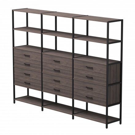 Набор стеллажных систем №10 Everprof EVO 2440x385x1840 Дуб Пасадена/Черный