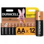 Батарейки КОМПЛЕКТ 12 шт., DURACELL Basic ОРИГИНАЛ, AA (LR6, 15А), алкалиновые, пальчиковые