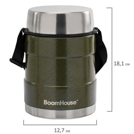Термос 1,2 л для еды/напитков с широким горлом, BOOMHOUSE (БУМХАУС) RIBBED, контейнер, нержавеющая сталь SUS304, 700323