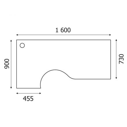 Стол Easy One левый (874,875) серый Ш1600 Г900