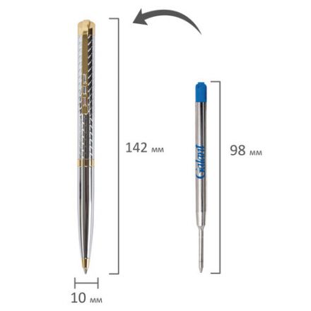 Ручка подарочная шариковая GALANT "Barendorf", корпус серебристый с гравировкой, золотистые детали, пишущий узел 0,7 мм, синяя, 141011