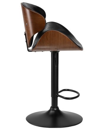 Стул барный DOBRIN KARTER BLACK, коричневый орех дерево (BWW), черный PU
