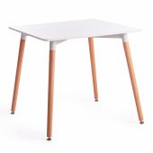 Стол JOHN (mod. T1003), МДФ/дерево, 80 х 80 х 75 см , White (Белый) / Natural (натуральный)