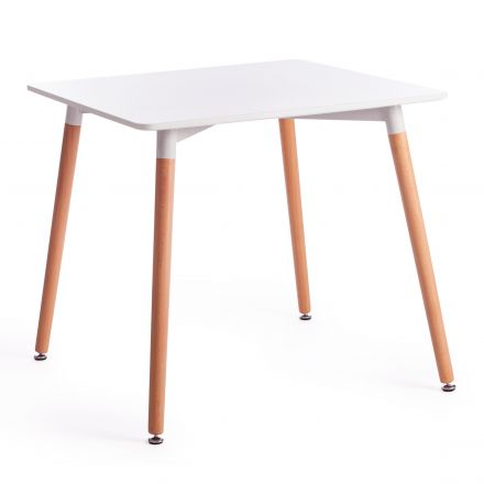 Стол JOHN (mod. T1003), МДФ/дерево, 80 х 80 х 75 см , White (Белый) / Natural (натуральный)