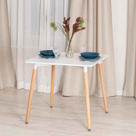 Стол JOHN (mod. T1003), МДФ/дерево, 80 х 80 х 75 см , White (Белый) / Natural (натуральный)