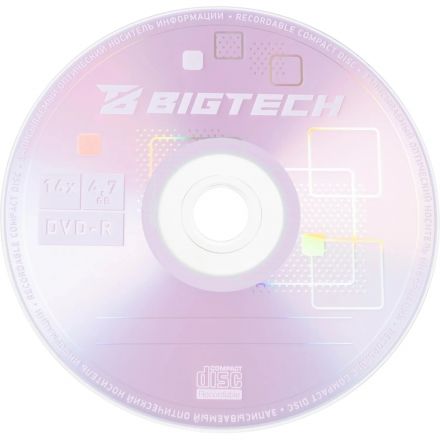 Носители информации Bigtech YDVDRB001 DVD-R 4,7Гб/16x/100шт/уп cake box
