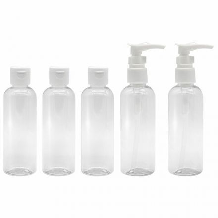 Дорожный набор флаконов в косметичке с наклейками, 5х100 мл, цвет белый, DASWERK (ДАСВЕРК), 609295