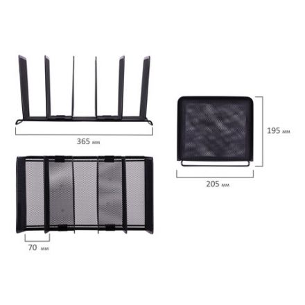 Подставка для сортировки писем и бумаг 5-ти секционная BRAUBERG "Germanium", металлическая, настольная, чер, 231968