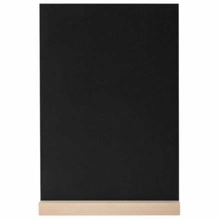 Табличка меловая настольная А5, вертикальная, на деревянной подставке, ПВХ, черная, BRAUBERG, 291299