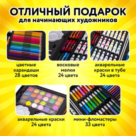 Набор ЮНОГО ХУДОЖНИКА "ЕДИНОРОГ" для рисования и творчества в кейсе ЮНЛАНДИЯ, 165 предметов, 665670