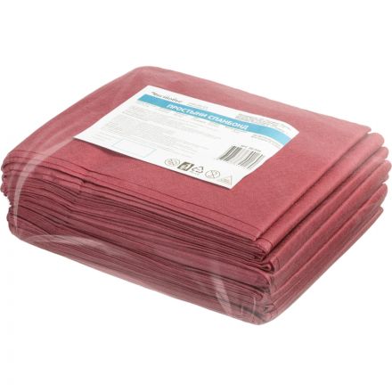 Простыня 200x70, спанбонд, пл.30, бордо, ЛЮКС, 10шт/уп, штучно, 00-048