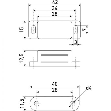 Накладка УЗК_магнит мебельный StahlBuro 42х12,5 (15932) компл-4шт белый