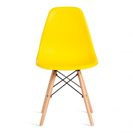 Стул Tetchair CINDY (EAMES) (mod. 1801) дерево бук/металл/сиденье пластик, 45x51x82 см, Yellow (Желтый)