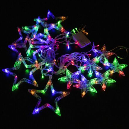 Электрогирлянда-занавес комнатная "Звезды" 3х0,5 м, 108 LED, мультицветная, 220 V, ЗОЛОТАЯ СКАЗКА, 591356