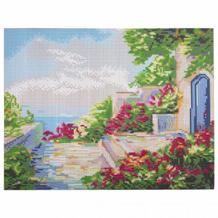 Картина стразами (алмазная мозаика) 30х40 см, ОСТРОВ СОКРОВИЩ "Домик у моря", без подрамника, 662400