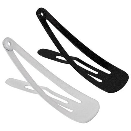 Заколки для волос НАБОР 10 шт., 4 см, клик-клак, глянцевый черный, перламутровый белый, MONTE VITA (МОНТЕ ВИТА), 457085