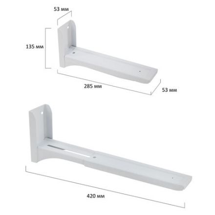 Кронштейн-крепление для СВЧ, нагрузка до 35 кг, CROMEX (КРОМЕКС) K-112, регулировка до 42 см, белый, 457879