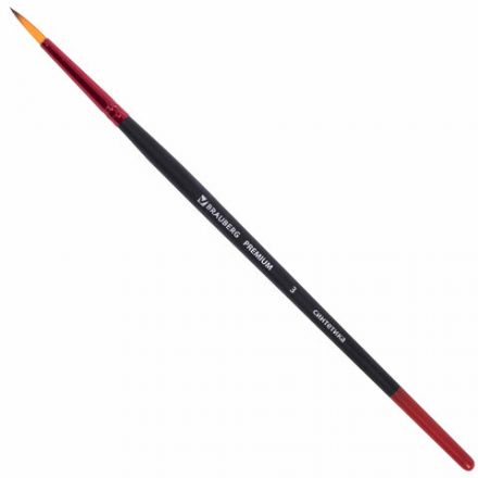 Кисти BRAUBERG PREMIUM, набор 10 шт. (синтетика, круглые № 1, 2, 3, 5, 8, плоские № 2, 4, 6, 8, 10), 201027