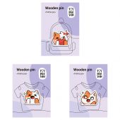 Набор деревянных значков MESHU "Feline joy", каширование, 3шт. Набор деревянных значков MESHU "Feline joy", каширование, 3шт.