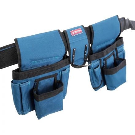 Пояс для инстр. ЗУБР ЭКСПЕРТ, держатель для молотка, 18 карманов 38640