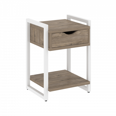 Loft Тумба на регулируемых опорах с ящиком и полкой VR.L-T1.O Тиквуд тёмный/Белый металл 500*460*719