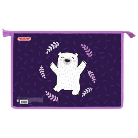 Папка для тетрадей ПИФАГОР А4, 1 отделение, картон/пластик, на молнии, "Happy bear", 272126 Папка для тетрадей ПИФАГОР А4, 1 отделение, картон/пластик, на молнии, "Happy bear", 272126