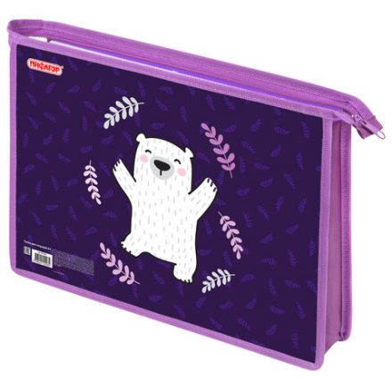 Папка для тетрадей ПИФАГОР А4, 1 отделение, картон/пластик, на молнии, "Happy bear", 272126 Папка для тетрадей ПИФАГОР А4, 1 отделение, картон/пластик, на молнии, "Happy bear", 272126