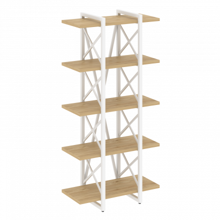 Loft Стеллаж на регулируемых опорах-5 полок VR.L-MST.O-5.4V Тиквуд светлый/Белый металл 800*400*1650