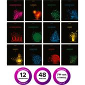 Тетради предметные, КОМПЛЕКТ 12 ПРЕДМЕТОВ, 48 листов, глянцевый УФ-лак, BRAUBERG, "DARK", 404028