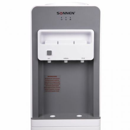 Кулер для воды SONNEN FSC-03BA, напольный, НАГРЕВ/ОХЛАЖДЕНИЕ КОМПРЕССОРНОЕ, 3 крана,серый, 455417