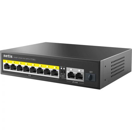 Коммутатор Netis P110GH 8х100 Мбит/с PoE+ 120Вт, 2х1000 Мбит/с, 1xSFP